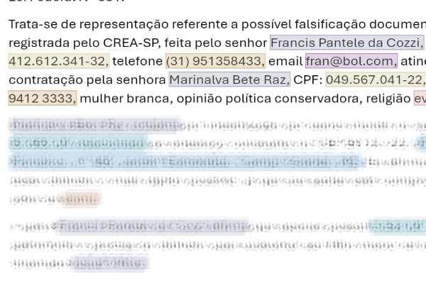 Visualização de entidades — recurso da plataforma DocSec de anonimização de documentos